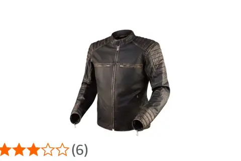 Czarna, postarzana kurtka motocyklowa Rebelhorn Hunter z zamkami i pikowanymi detalami. Idealna dla każdego łowcy przygód.